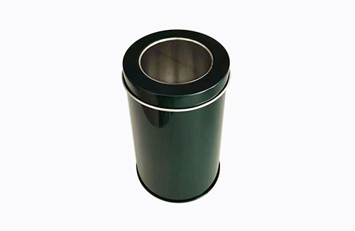 Custom full color round tin boxes with clear top window